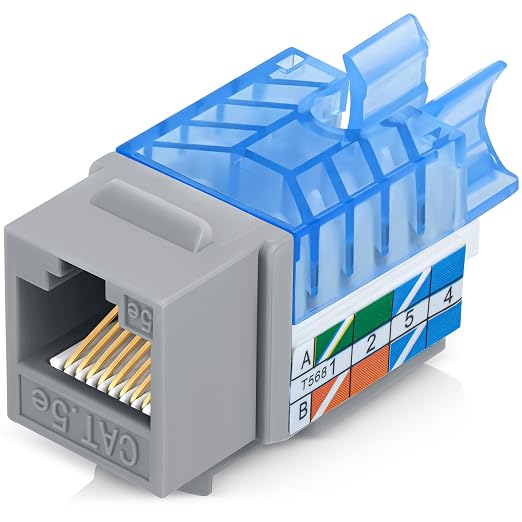 Everest 45° Angled RJ45 Cat5e Keystone Jacks 50-Pack in Gray by EverestMediaSolutions