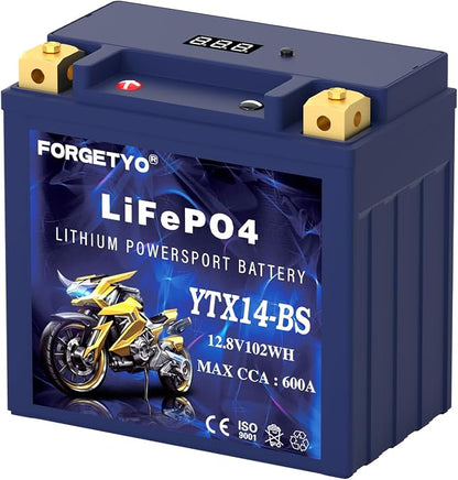 YTX14-BS Lithium Motorcycle Battery, ATV Battery 12V 8AH 600CCA Compatible - Image 9