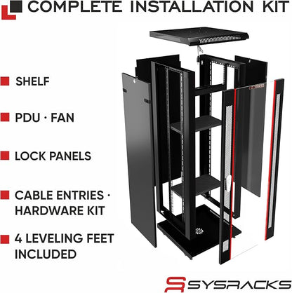 15U Wall Mount Server Rack Cabinet – 19" Network Rack Enclosure, PDU & Shelf - Image 4