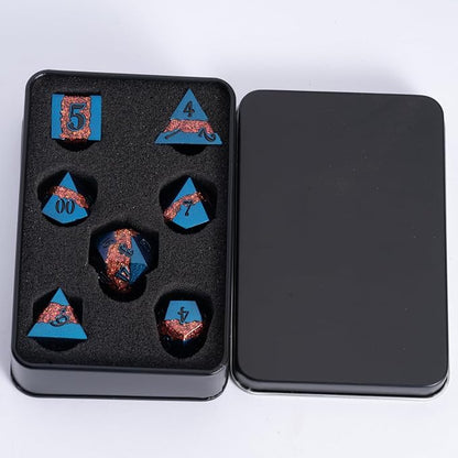 Large Stripe Metal Dice DND, Metallic Solid Crack Glittrer Dice Set - Image 5