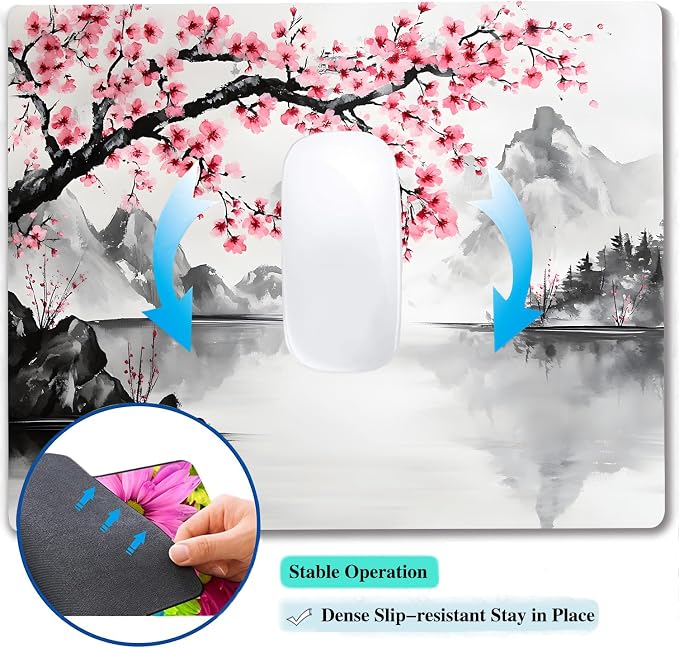 Watercolor Cherry Blossom Japanese Custom Mouse Pad - Image 5