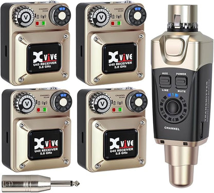 Xvive U45R4 Wireless in Ear Monitor System 5.8ghz IEM System 1 Transmitter and by Xvive