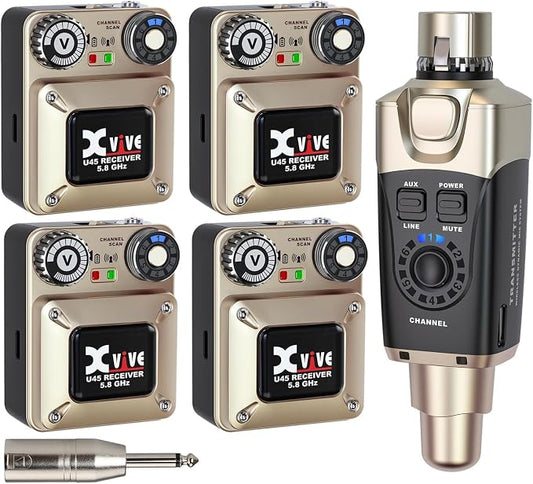 Xvive U45R4 Wireless in Ear Monitor System 5.8ghz IEM System 1 Transmitter and by Xvive