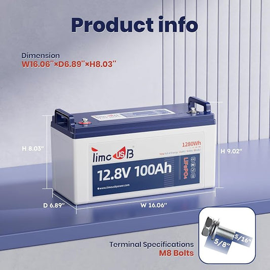 12V 100Ah LiFePO4 Battery, 4000+ Deep Cycle Lithium Battery, Built-in 100A BMS - Image 2