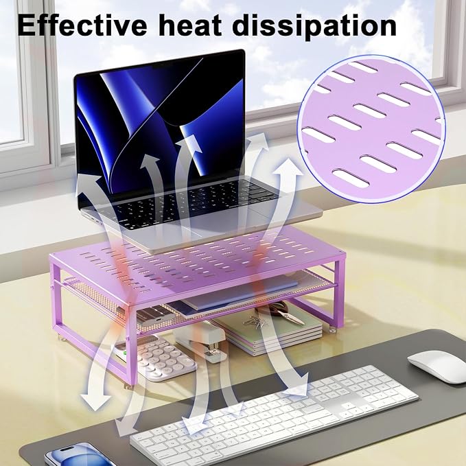 gianotter 2-Tier Metal Monitor Stand Riser, Office Desk Storage Organizer - Image 8