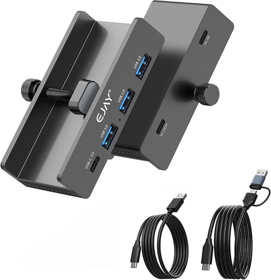 EJAY Mountable 4Ports USB3.0 HUB Alu Desktop Clamp Type C USB3.0 Splitter by EJAY