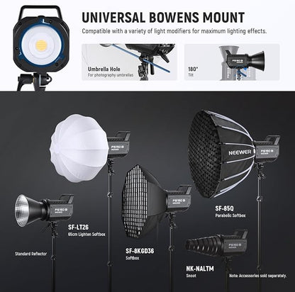 NEEWER FS150B LED Video Light 2.4G/APP Control, 130W Bi Color COB Silent - Image 9