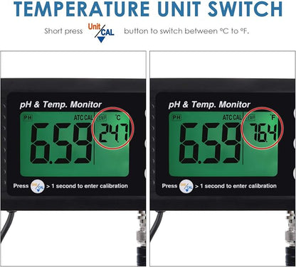 2 in 1 Temperature pH Monitor Meter Tester Sensor test Kit 0~14.0 pH Automatic - Image 5