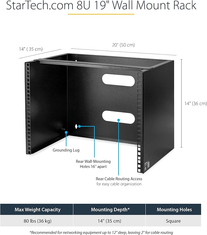StarTech.com 8U Wall Mount Patch Panel Bracket - Image 4
