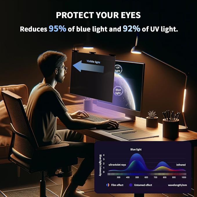 Magnetic Privacy Screen for 27 Inch Monitor – Removable Anti-Glare Blue Light - Image 6