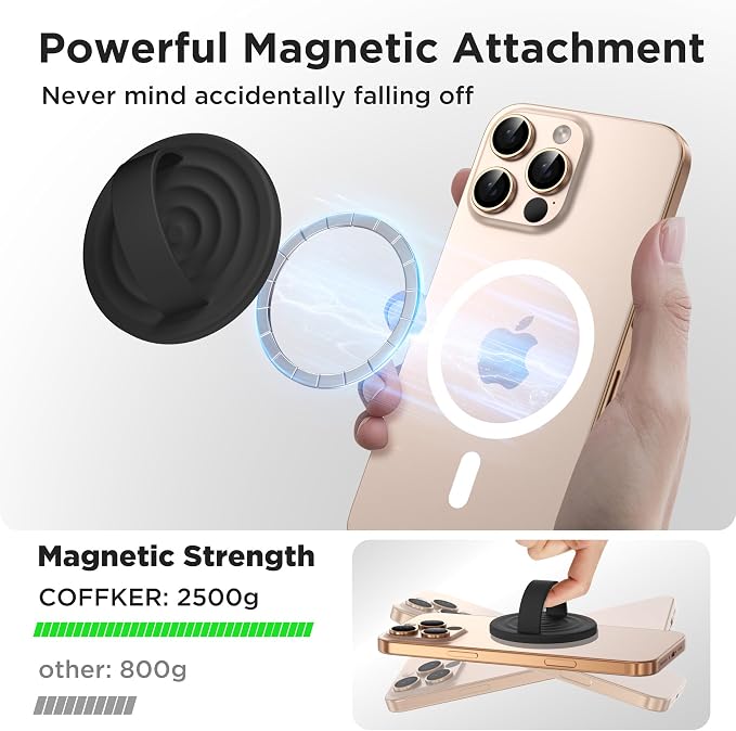 Magnetic Phone Ring Grip Holder, Silicone Finger Loop Grip, Compatible - Image 3