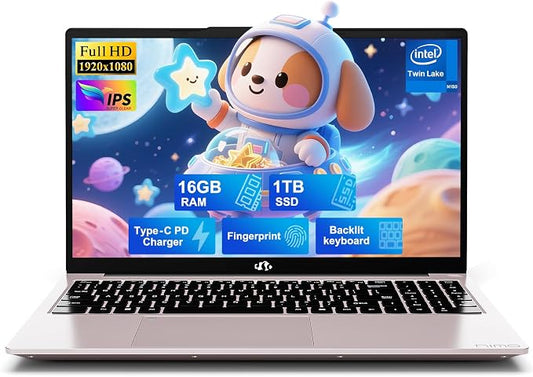 NIMO 15.6" FHD IPS Laptop, Intel N150, 16GB RAM 1TB SSD, Backlit Keyboard by Nimo