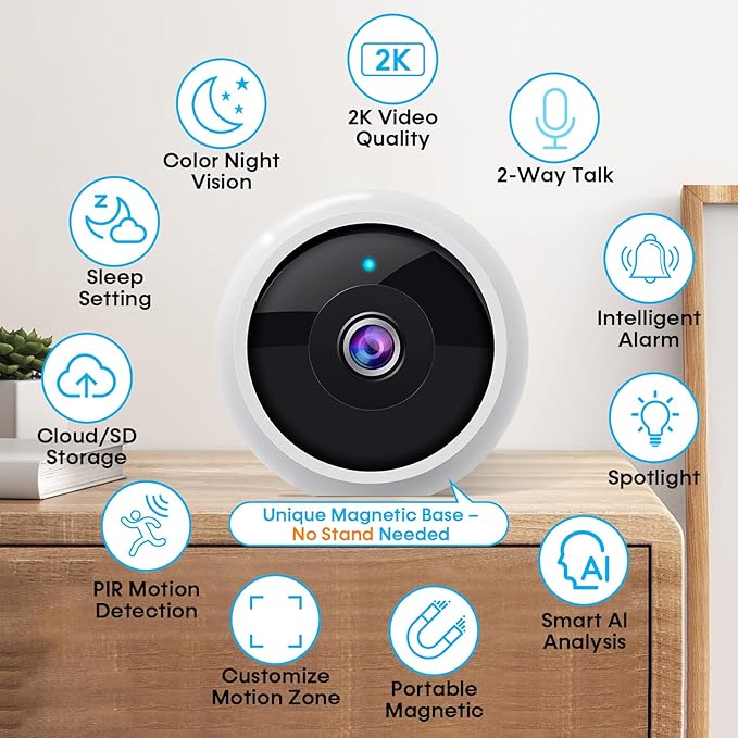 AMTIFO Security Cameras Wireless Outdoor: Magnetic 2-Pack Install-Free Indoor - Image 3