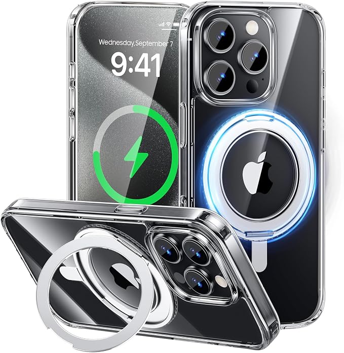 MAGIC JOHN for iPhone 15 Pro Max Case 360° Rotatable Magnetic Invisible Stand by MAGICJOHN