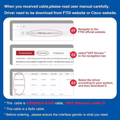 USB-C Cisco Console Cable, OIKWAN 6ft USB Type C to RJ45 Serial Adapter - Image 4