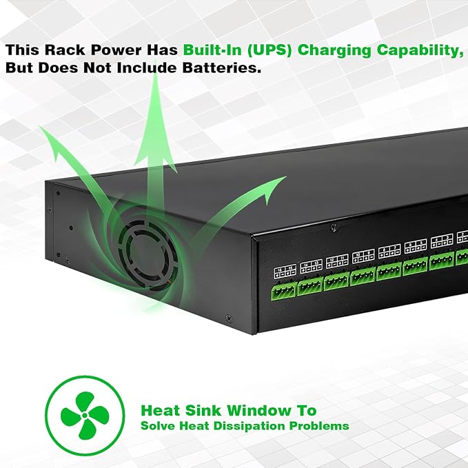 DC 16 Channel VBR CCTV 12V 20A Distributed Power Supply Rack Mount, PTC Reset - Image 5