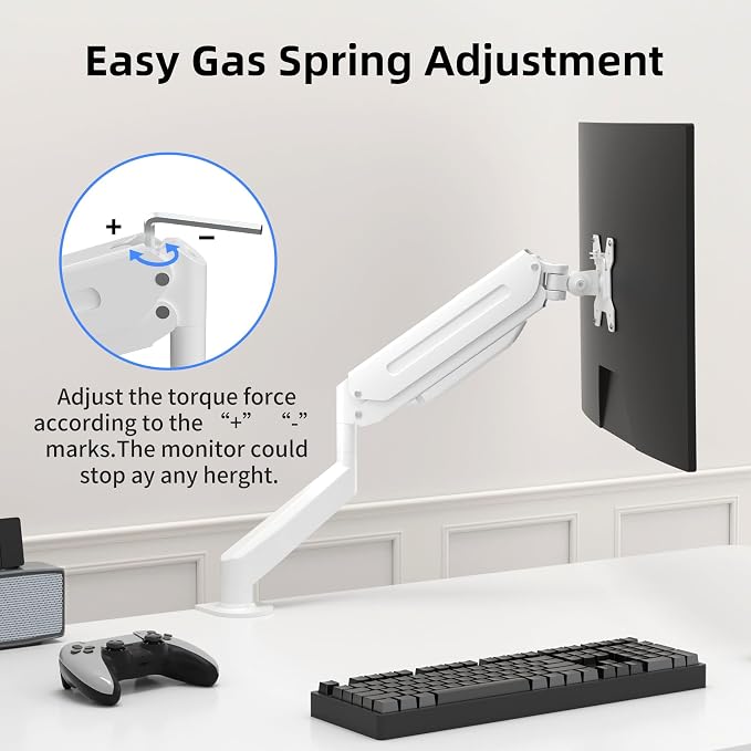 Suptek Single Monitor Mount Adjustable Gas Spring Monitor Arm Desk Mount Stand - Image 5