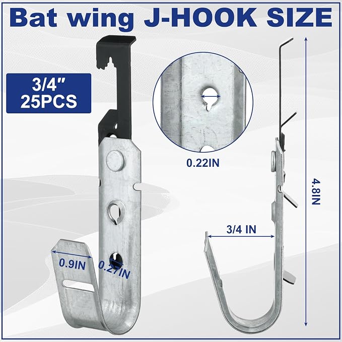 Zonon 25 Pcs J Hooks for Hanging Metal J Hook Hangers Cable Support - Image 2