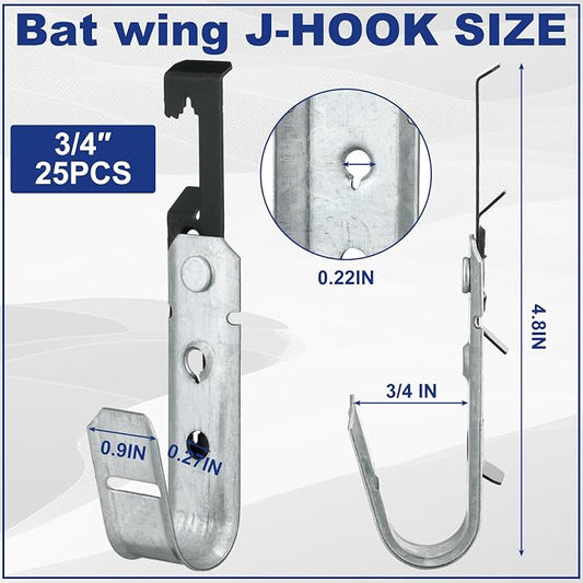 Zonon 25 Pcs J Hooks for Hanging Metal J Hook Hangers Cable Support - Image 2