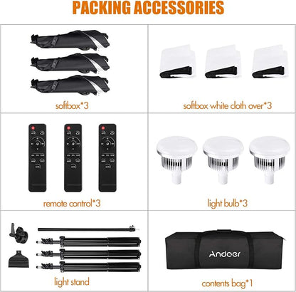 Andoer Softbox Photography Lighting Kit Professional Studio Equipment - Image 9