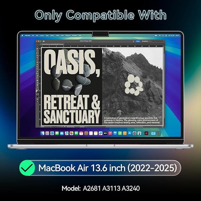 360° Privacy Screen for MacBook Air 13.6/13 Inch, 4 Way Privacy Anti Glare Blue - Image 7