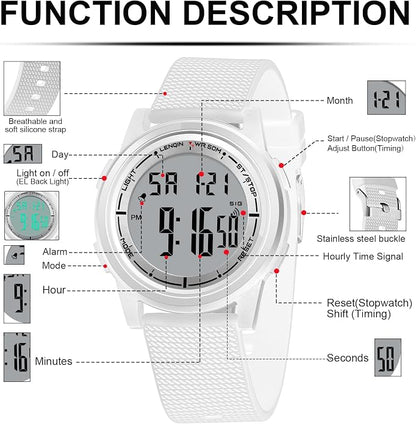 HANPOSH Mens Digital Watch Ultra Thin Minimalist Sports Waterproof Outdoor LED - Image 5
