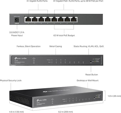 TP-Link TL-SG2008P | Jetstream 8 Port Gigabit Smart Managed PoE Switch | 4 PoE+ - Image 8
