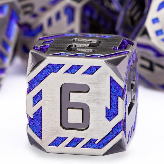 Metal DND Sci-fi Dice Set 7PCS Stripe Polyhedral Dice - Image 3