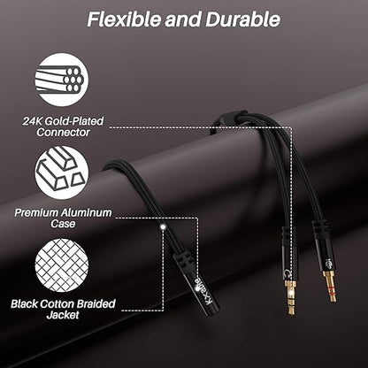 Headphone Splitter for Computer, 3.5mm Female to Dual 3.5mm Male Audio Splitter - Image 6