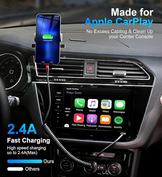 iPhone Charger Cable 6FT for Car, Coiled Lightning Cable 2 Pack 6 Feet - Image 2
