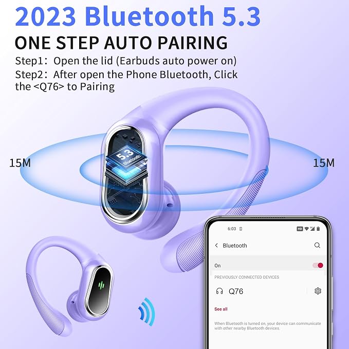Wireless Earbuds, 2025 Bluetooth 5.4 Headphones Sport, 50H Stereo Wireless - Image 2