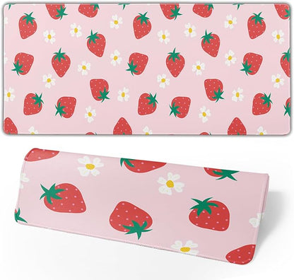 Gaming Mouse Pad Strawberry Desk Mat by Brecoy
