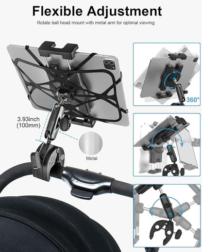 Metal iPad Tablet Mount for Boat Helm, Wheelchair Pole, Golf Cart, Mic Stand - Image 3