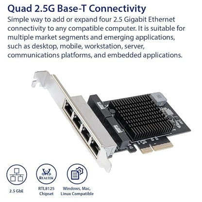 IO CREST Quad 2.5 Gigabit Ethernet PCI Express PCI-E Network Interface Card - Image 2