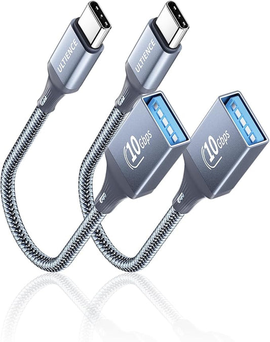 USB C to USB Adapter 2 Pack: USB Female to USB C Male OTG Cable by ULTIENCE