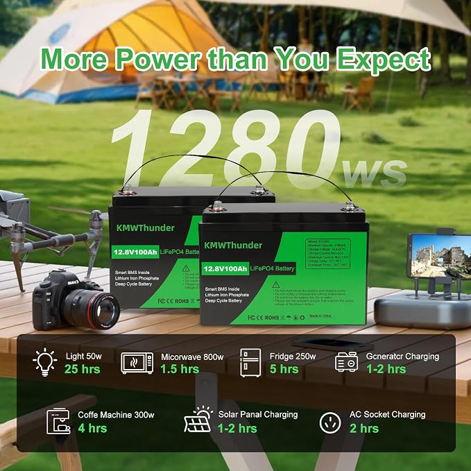 12V 100Ah LiFePO4 Lithium Battery, Built-in Smart BMS, Low Temperature - Image 7