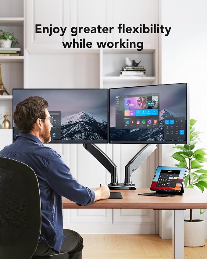 HUANUO Dual Monitor Stand for 13 to 40 inch, Premium Dual Monitor Mount - Image 7