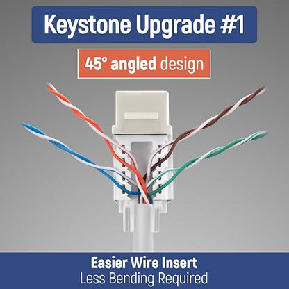 Everest Media Solutions 45° Angled CAT6A Keystone Jack in Ivory - Image 3