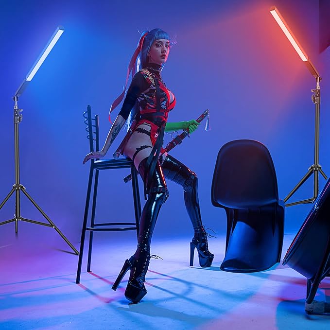 2 Pack RGB LED Video Light Wand Stick, LUXCEO Photography Studio Lighting Kits - Image 7