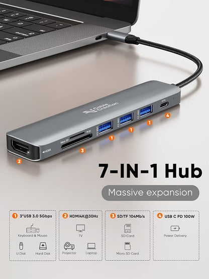 USB C Hub Multiport Adapter, CableCreation 7-in-1 USB C HDMI Hub - Image 2