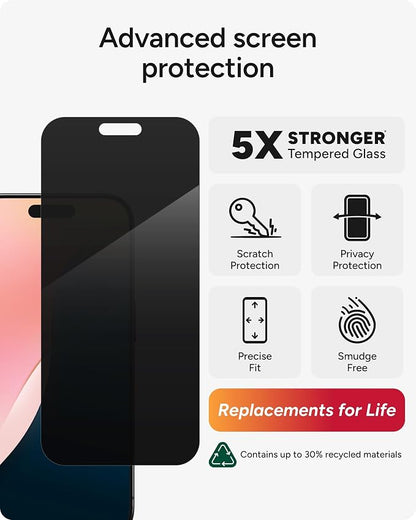 ZAGG InvisibleShield Glass Elite Privacy iPhone 15 Pro Screen Protector - Image 2