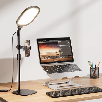 Desk Ring Light with Stand and Phone Holder, 3000K-6500K Dimmable Computer by LitONES