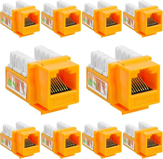 Cmple - 10 Pack Cat5e Keystone Jack Insert Punch Down RJ45 Connectors RJ45 by Cmple