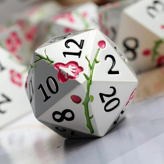 Metal Dungeons and Dragons Dice DNDND 7 PCS Heavy Metallic Flower D&D Dice Set - Image 2
