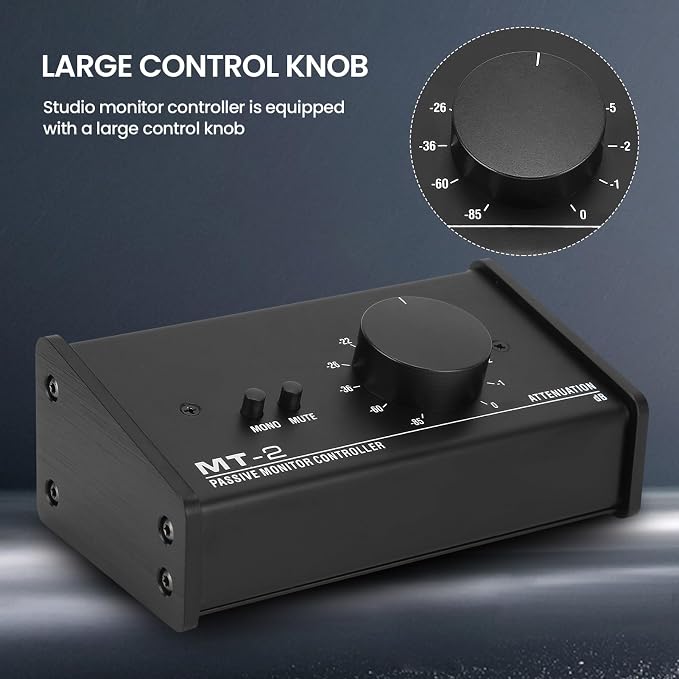 Passive Monitor Controller, Mute Control Large Control Knob Passive Stereo - Image 6
