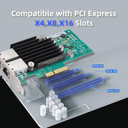 10Gb PCIe Network Card with Intel X550-T2 Chip, 10GBe Dual RJ45 Network Adapter - Image 4