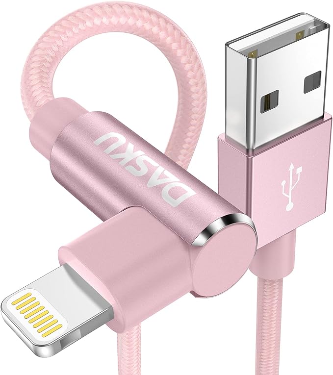 2 Pack 90 Degree iPhone Charger 10Ft Mfi Certified Lightning Cable Right Angle by Dasku