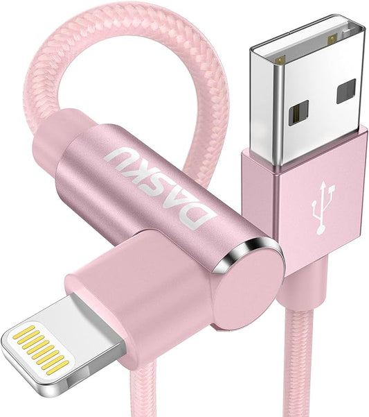 2 Pack 90 Degree iPhone Charger 10Ft Mfi Certified Lightning Cable Right Angle by Dasku