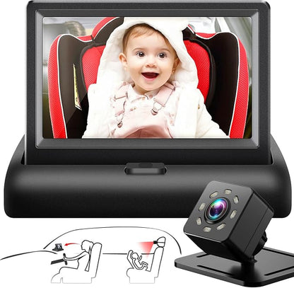 Baby Car Mirror with 4.3'' HD Night Vision Function Display, Safety Car Seat by Shynerk+Baby