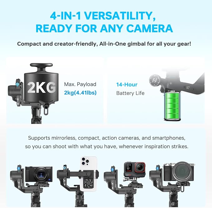 FeiyuTech SCORP Mini 3 Pro Camera Gimbal – AI 4.0 Tracking, Detachable Handle - Image 5